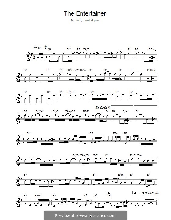 The Entertainer: For alto saxophone by Scott Joplin