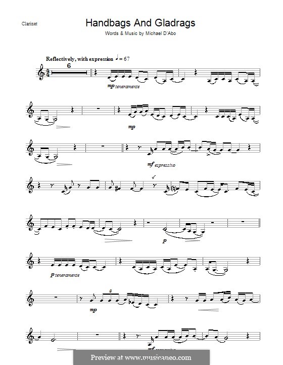 Handbags and Gladrags (Stereophonics): For clarinet by Michael D'Abo