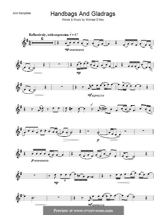 Handbags and Gladrags (Stereophonics): For alto saxophone by Michael D'Abo