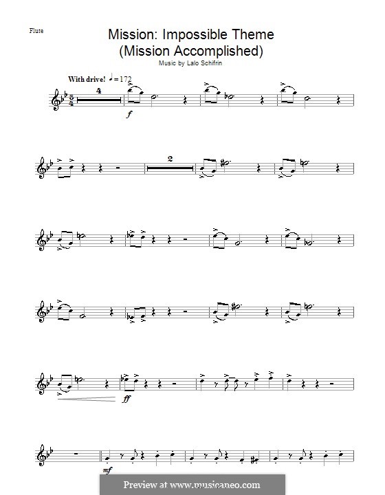 Mission: Impossible Theme (Mission Accomplished): For flute by Lalo Schifrin