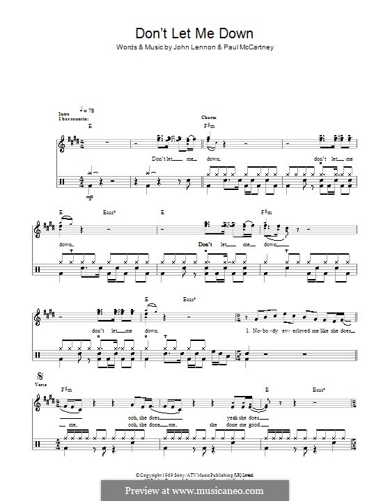 Don't Let Me Down (The Beatles): For drums by John Lennon, Paul McCartney