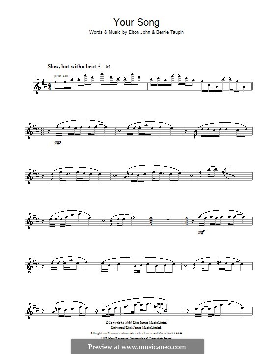 Your Song by E. John sheet music on MusicaNeo