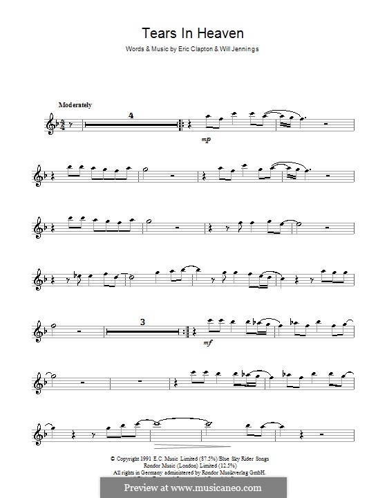 Tears in Heaven by E. Clapton, W. Jennings sheet music on MusicaNeo
