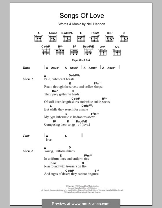 Songs of Love (The Divine Comedy): Lyrics and chords by Neil Hannon