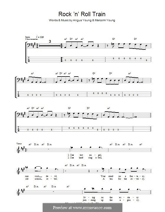 Rock 'n' Roll Train (AC/DC): For bass guitar with tab by Angus Young, Malcolm Young