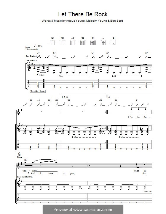 Let There Be Rock (AC/DC): For guitar with tab by Angus Young, Bon Scott, Malcolm Young