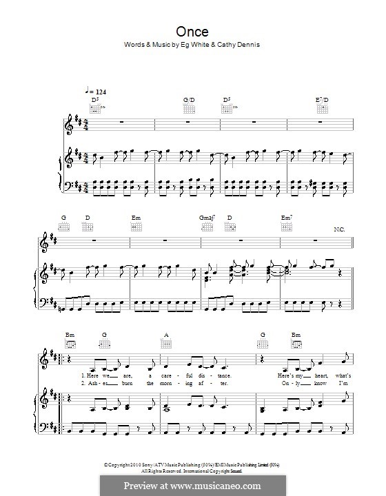 Once: For voice and piano (or guitar) by Cathy Dennis, Eg White