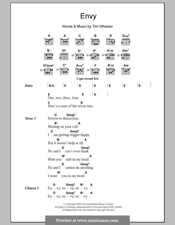 Envy (Ash): Lyrics and chords by Tim Wheeler