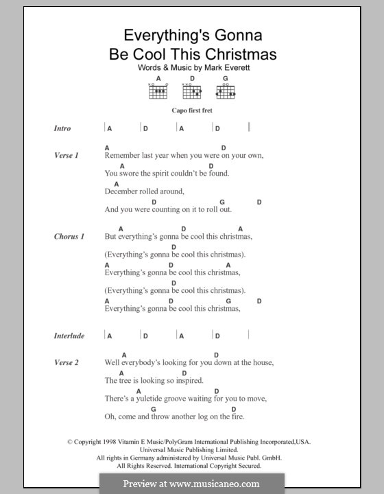 Everything's Gonna Be Cool This Christmas (Eels): Lyrics and chords by Mark Everett