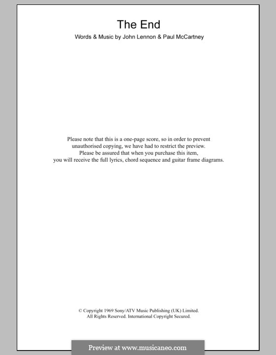 The End (The Beatles): Lyrics and chords by John Lennon, Paul McCartney