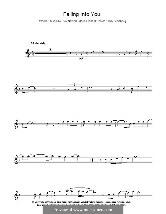Falling Into You (Celine Dion): For flute by Billy Steinberg, Marie-Claire D'Ubaldo, Rick Nowels