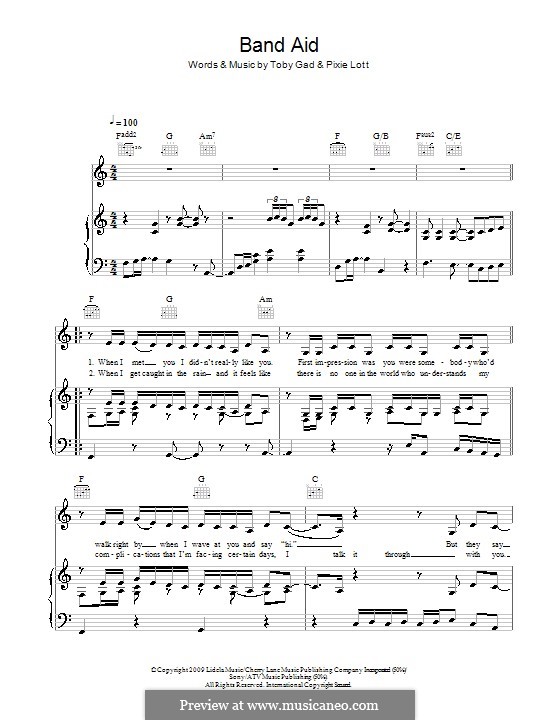 Band Aid by P. Lott, T. Gad sheet music on MusicaNeo