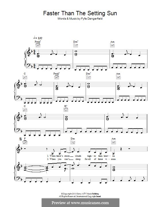 Faster Than the Setting Sun: For voice and piano (or guitar) by Fyfe Dangerfield