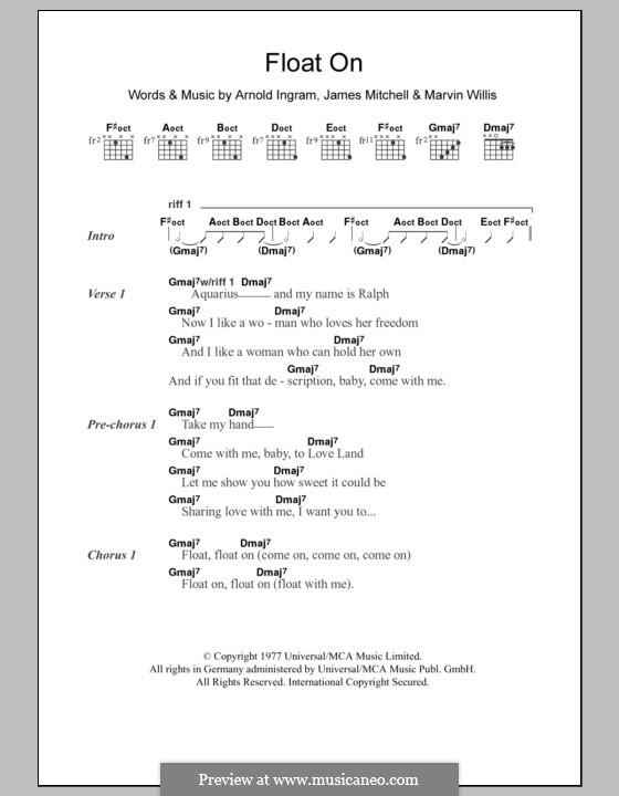 Float On (The Floaters): Lyrics and chords by Arnold Ingram, James Mitchell, Marvin Willis