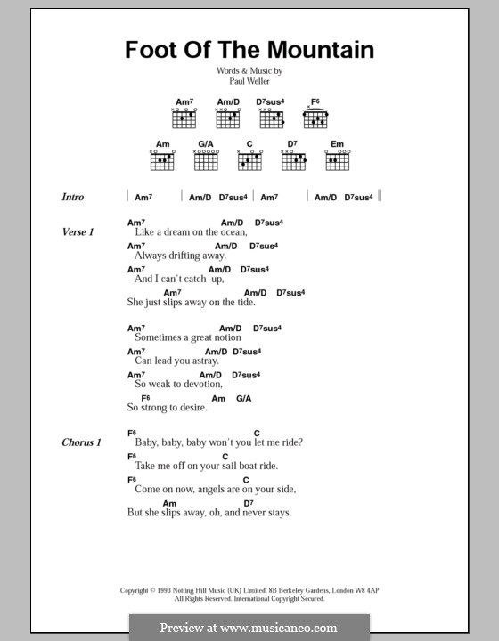 Foot of the Mountain: Lyrics and chords by Paul Weller