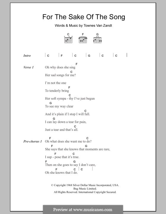 For the Sake of the Song: Lyrics and chords by Townes Van Zandt