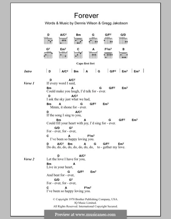 Forever (The Beach Boys): Lyrics and chords by Dennis Wilson, Gregg Jakobson