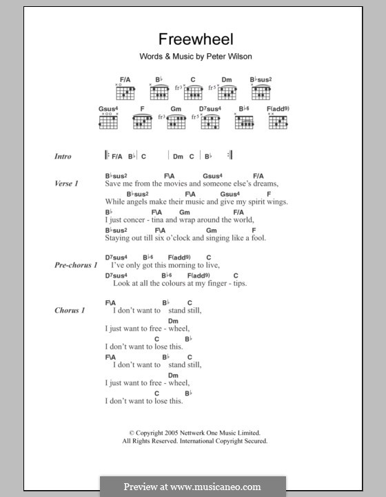 Freewheel (Duke Special): Lyrics and chords by Peter Wilson