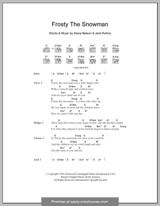 Frosty the Snow Man: Lyrics and chords (The Ronettes) by Jack Rollins, Steve Nelson