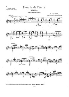 Recuerdos de viaje: No.5 Puerta de Tierra, for guitar by Isaac Albéniz