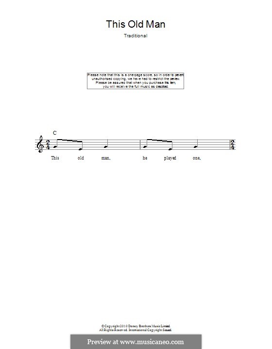 This Old Man: Melody line, lyrics and chords by folklore