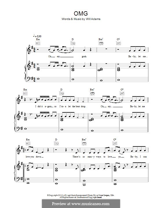 OMG (Usher featuring will.i.am): For voice and piano (or guitar) by will.i.am
