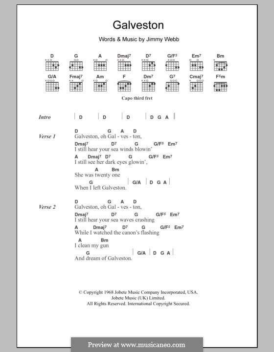 Galveston (Glen Campbell) by J. b sheet music on MusicaNeo