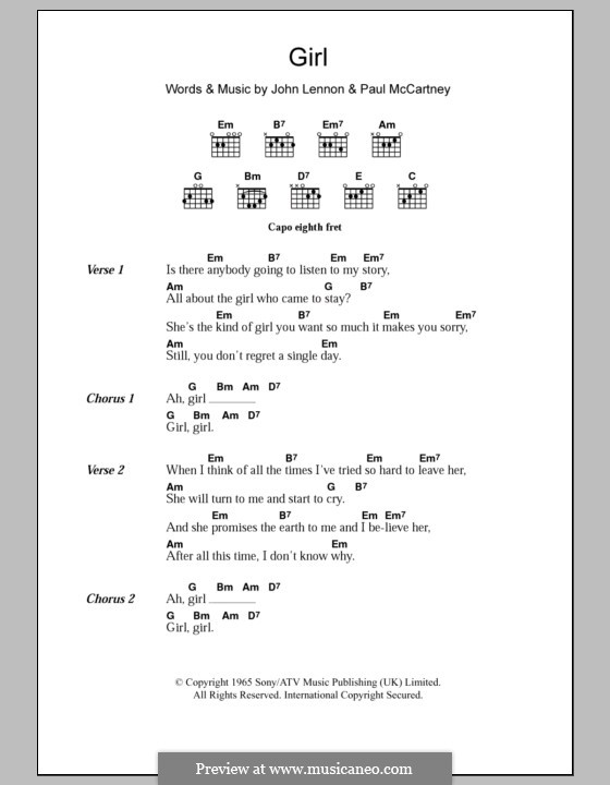 Girl (The Beatles): Lyrics and chords by John Lennon, Paul McCartney