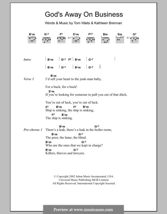 In the Neighborhood by T. Waits - sheet music on MusicaNeo