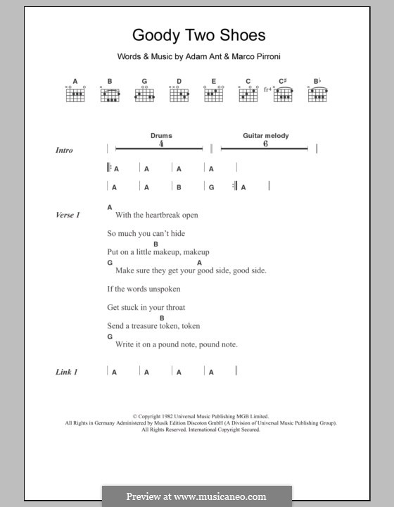 Goody Two Shoes (Adam & The Ants): Lyrics and chords by Marco Pirroni