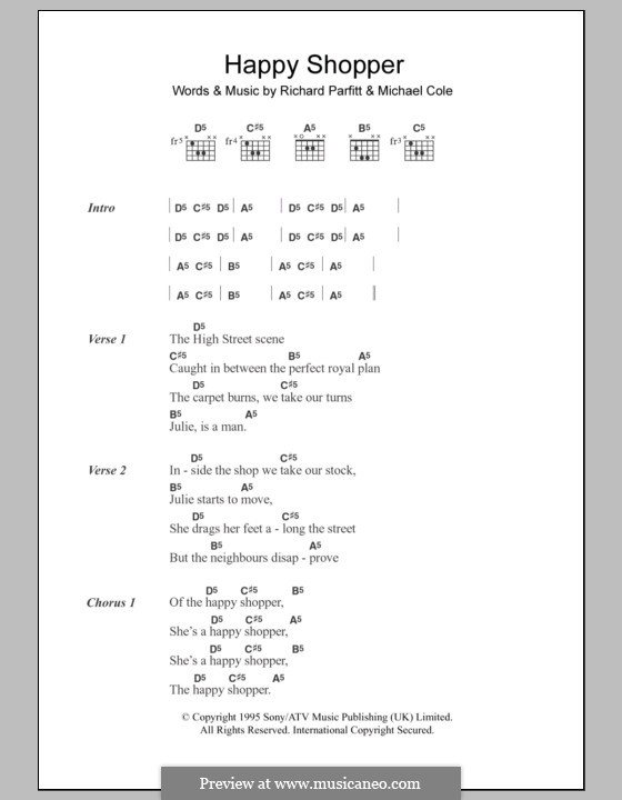 Happy Shopper (60ft Dolls): Lyrics and chords by Michael Cole, Richard Parfitt