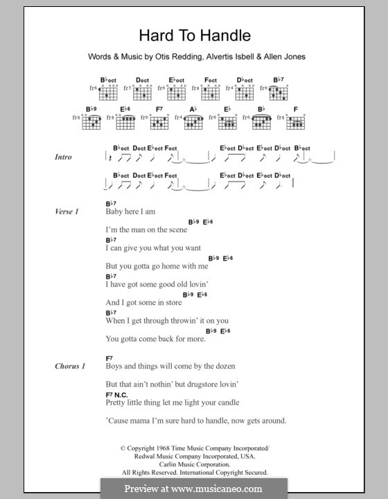 Hard to Handle (The Black Crowes): Lyrics and chords by Allen Jones, Alvertis Isbell, Otis Redding