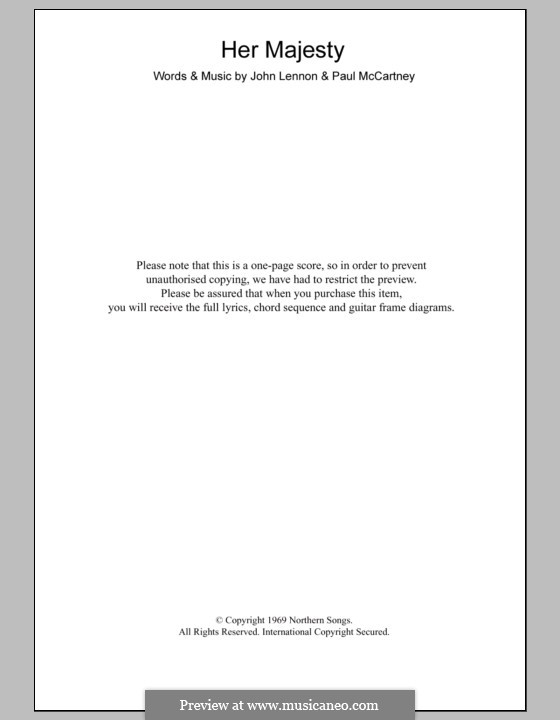 Her Majesty (The Beatles): Lyrics and chords by John Lennon, Paul McCartney