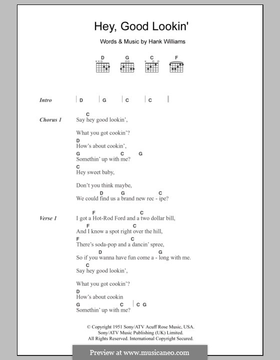 Hey, Good Lookin': Lyrics and chords  by Hank Williams