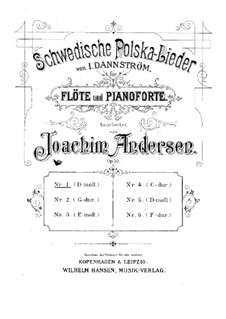 Schwedische Polska-Lieder für Flöte und Klavier, Op.50: Nr.1 in d-Moll by Johan Isidor Dannström