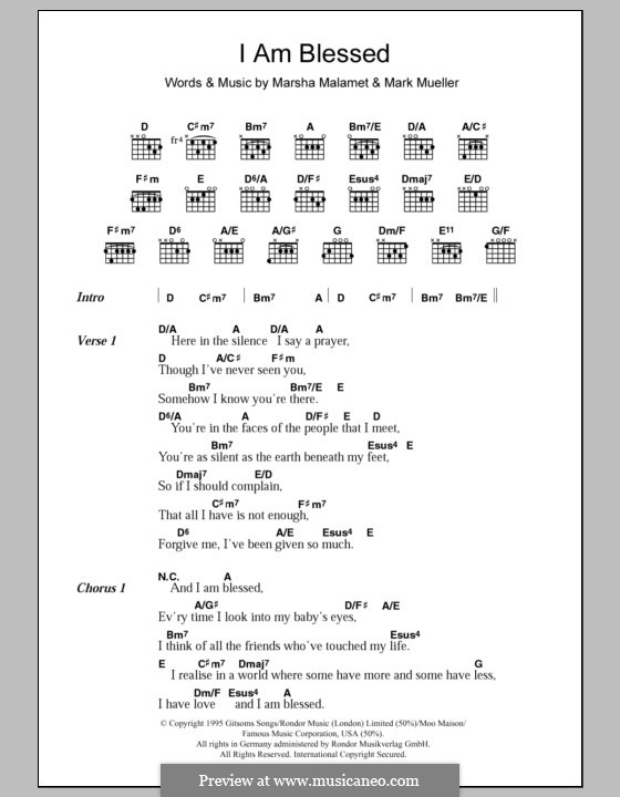 I am Blessed (Eternal): Lyrics and chords by Mark Mueller, Marsha Malamet