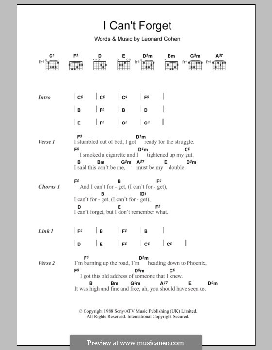I Can't by L. Cohen sheet music on MusicaNeo