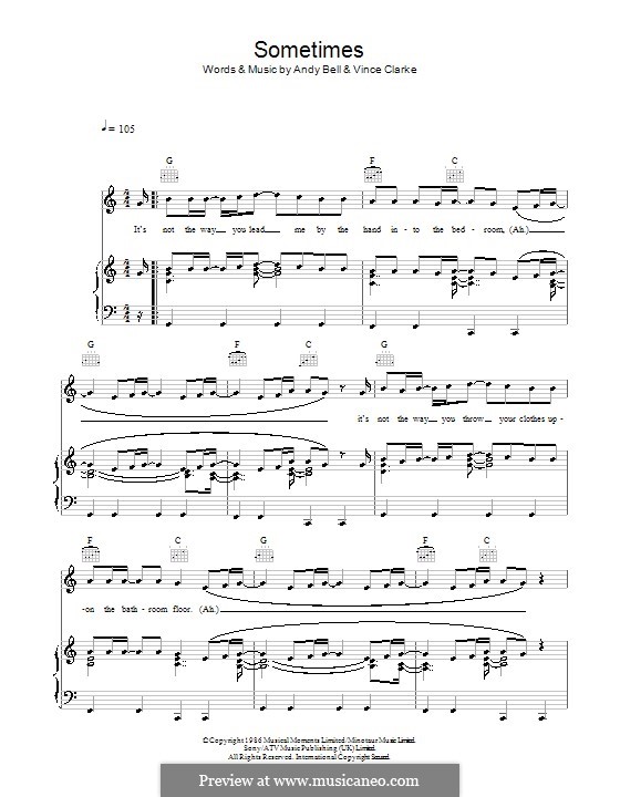 Sometimes (Erasure): For voice and piano (or guitar) by Andy Bell, Vince Clarke