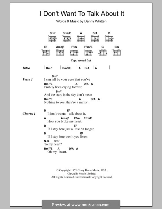 I Don't Want to Talk About It (Everything But the Girl): Lyrics and chords by Danny Whitten