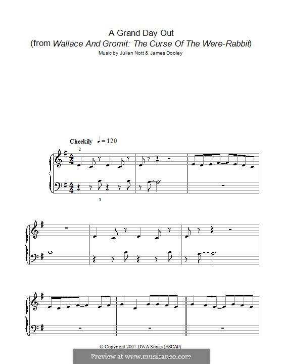 A Grand Day Out (from Wallace and Gromit: The Curse of the Were-Rabbit): For easy piano by James Michael Dooley, Julian Nott
