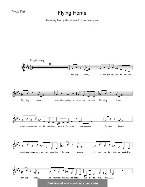 Flying Home: Melody line, lyrics and chords by Benny Goodman, Lionel Hampton