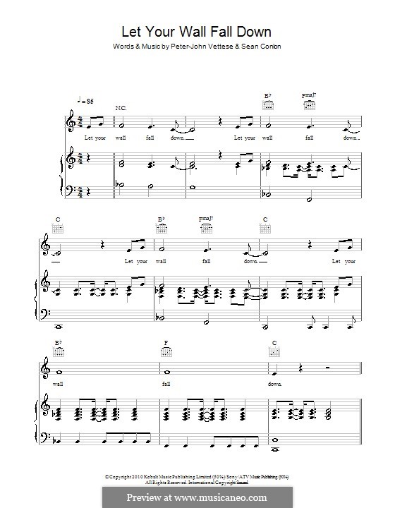 Let Your Wall Fall Down (Boyzone): For voice and piano (or guitar) by Peter-John Vettese, Sean Conlon