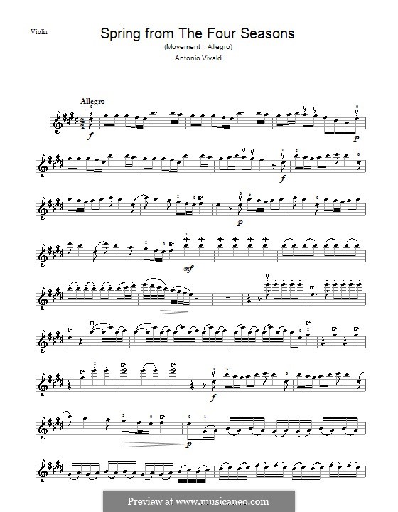 Violin Concerto No.1 in E Major 'La primavera' (Printable Scores), RV 269 (Il cimento dell