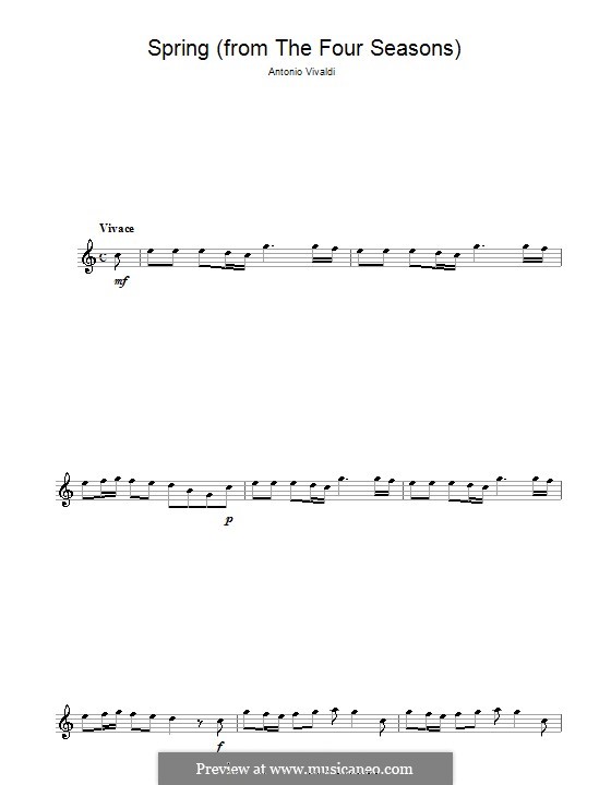 Violin Concerto No.1 in E Major 'La primavera' (Printable Scores), RV 269: Movement I. Version for alto saxophone by Antonio Vivaldi