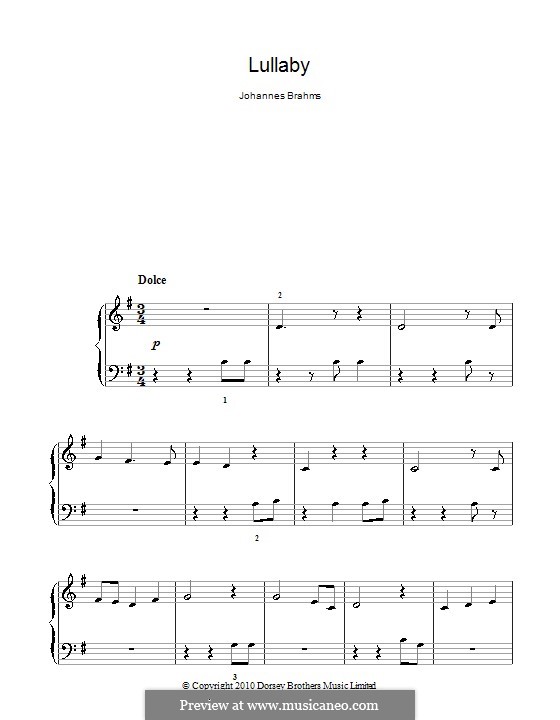 No.4 Cradle Song (Printable scores) (Five Songs, Op.49) by J. Brahms on