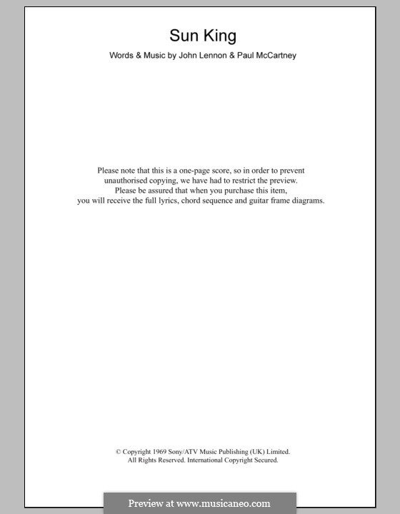 Sun King (The Beatles): Lyrics and chords by John Lennon, Paul McCartney