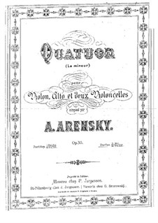 String Quartet No.2 in A Minor, Op.35: Cello II part by Anton Arensky