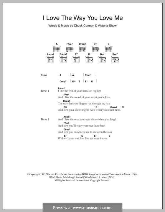 I Love the Way You Love Me (Boyzone): Lyrics and chords by Chuck Cannon, Victoria Shaw