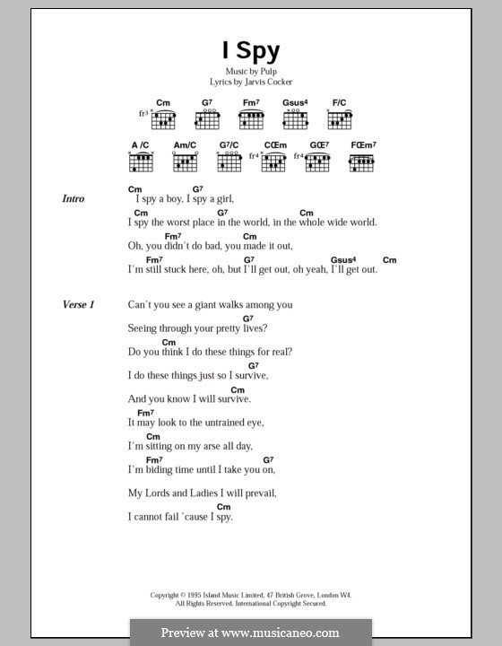 I Spy: Lyrics and chords by Pulp