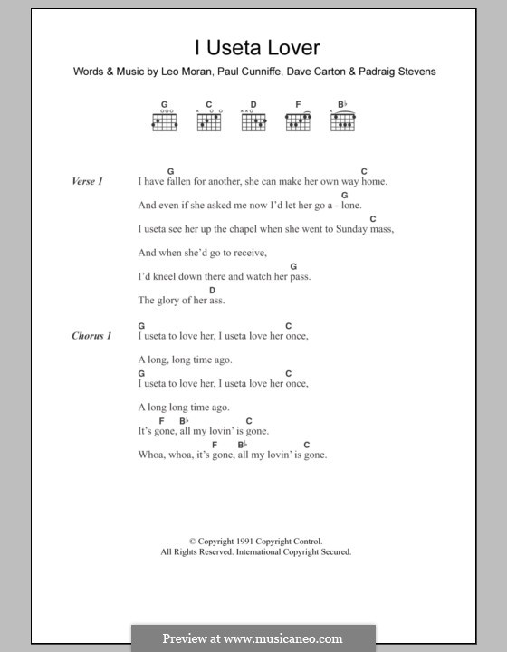 I Useta Lover (The Saw Doctors): Lyrics and chords by Dave Carton, Leo Moran, Padraig Stevens, Paul Cunniffe
